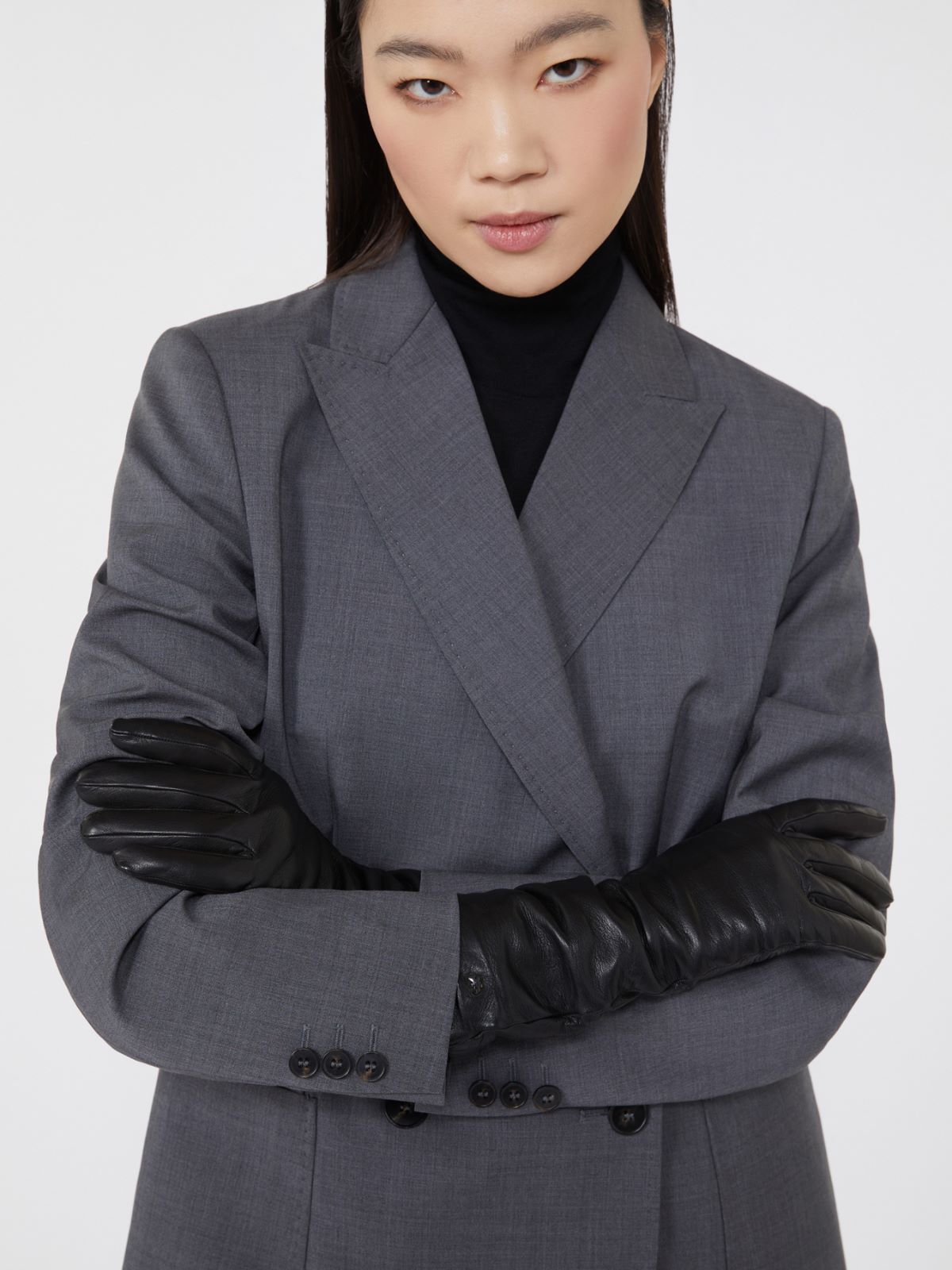 Mid-length nappa leather gloves + BLACK - Max Mara