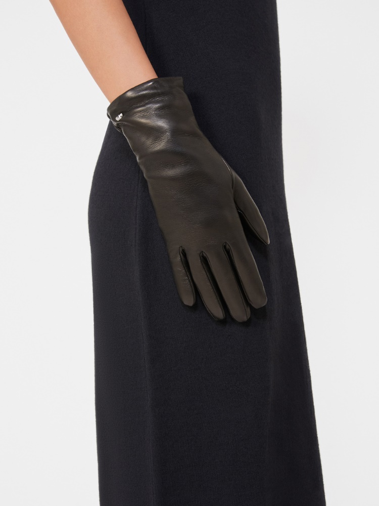 Short nappa leather gloves - BLACK
