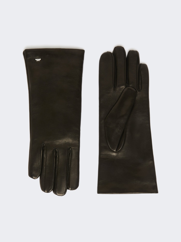 Short nappa leather gloves - BLACK