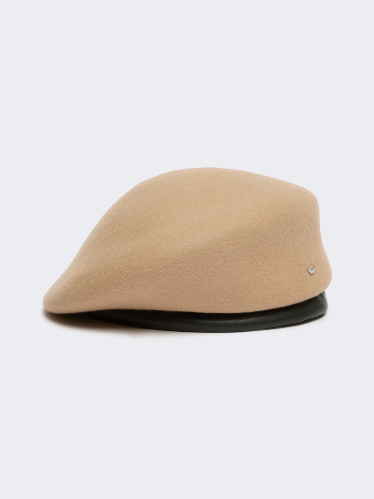 Wool felt beret - CAMEL