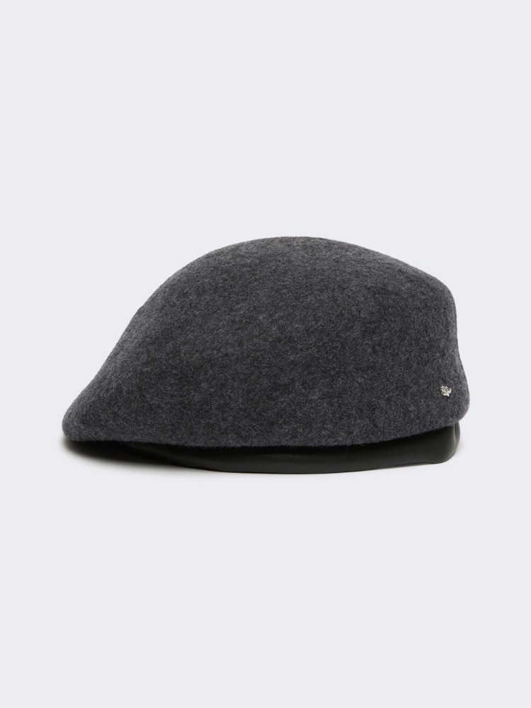 Wool felt beret - MEDIUM GREY