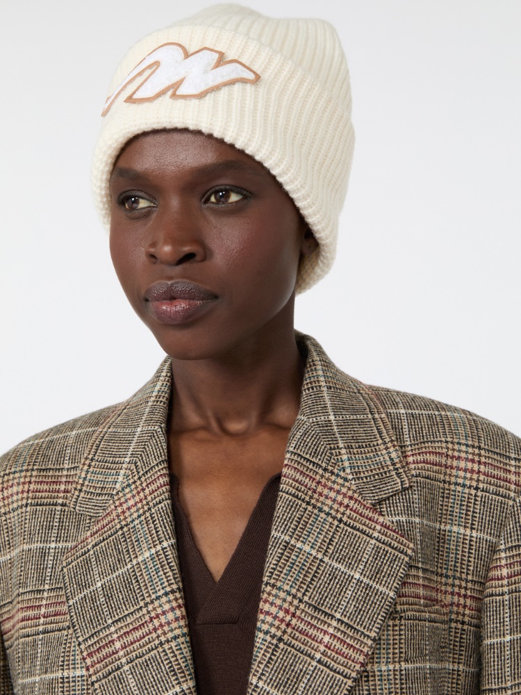 Wool beanie with “W” patch - WHITE - Max Mara - 3