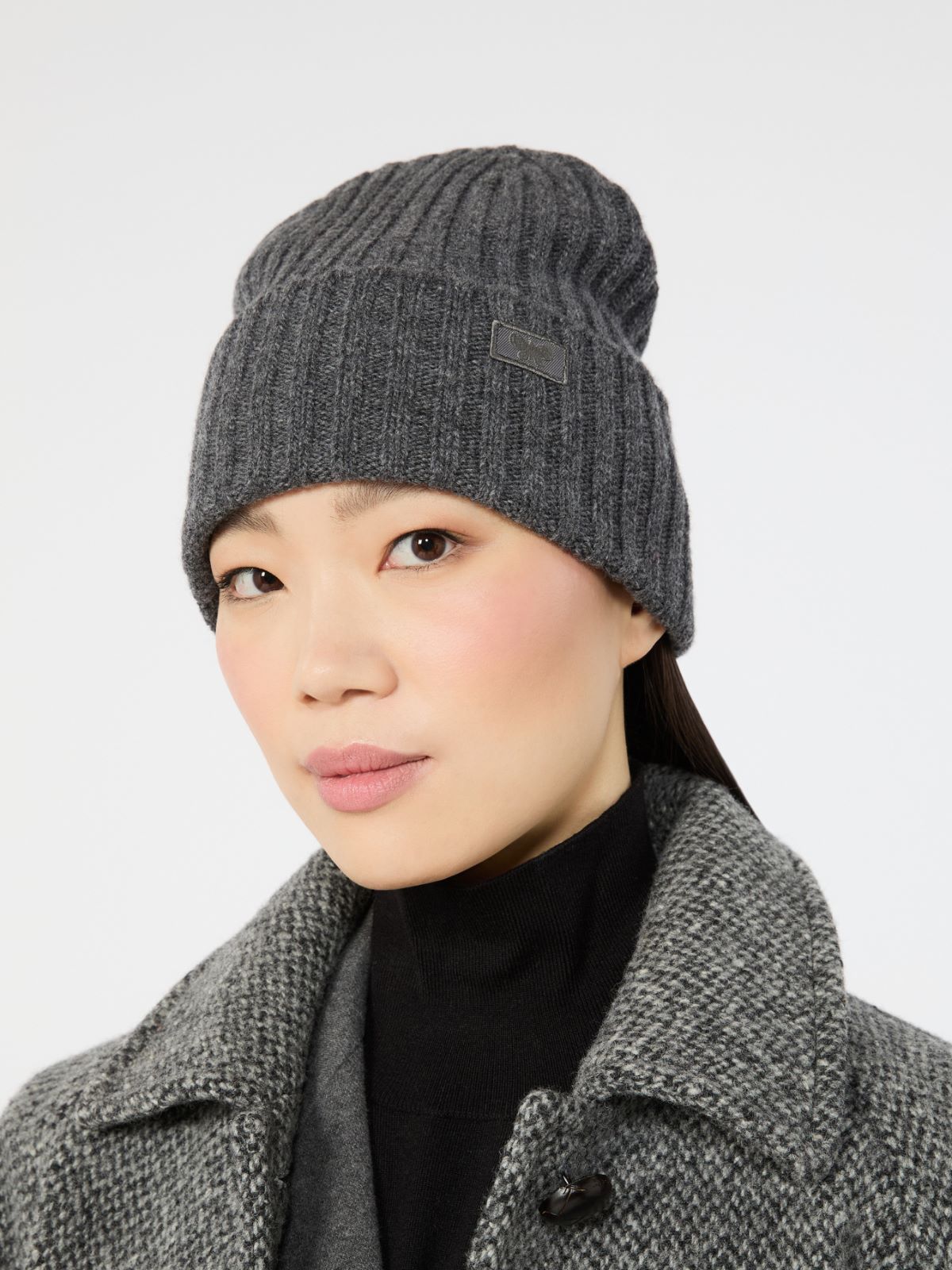 Ribbed wool beanie + DARK GREY - Max Mara