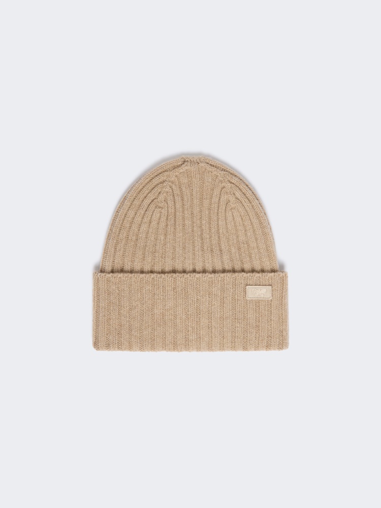 Ribbed wool beanie - CARAMEL