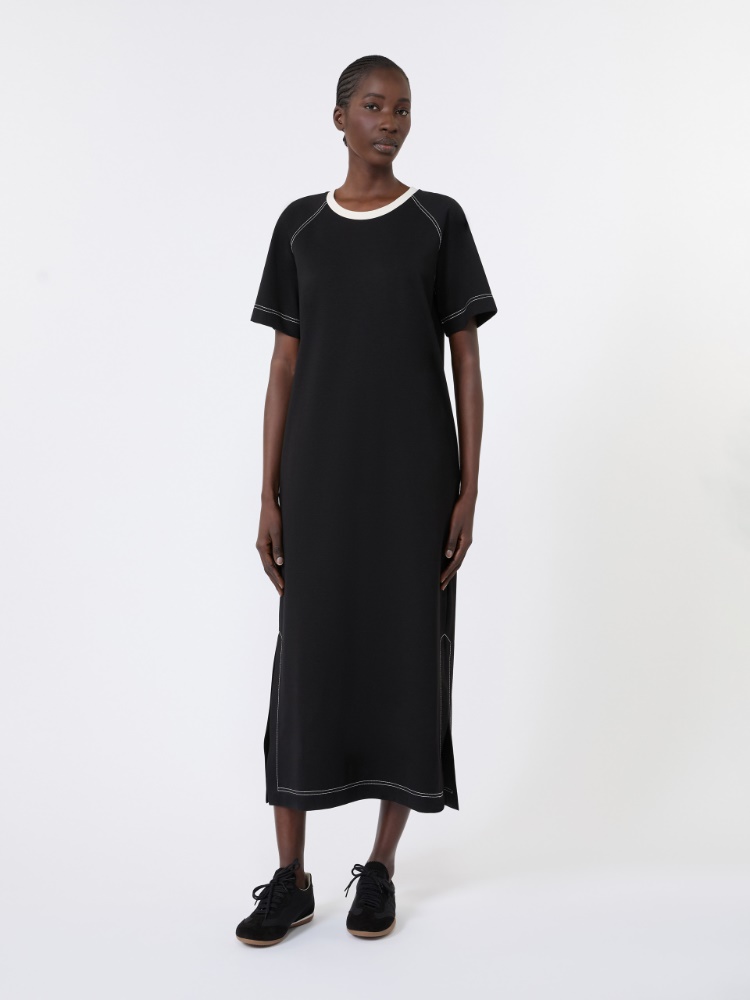 Long cotton-blend jersey dress - BLACK - Max Mara - 2