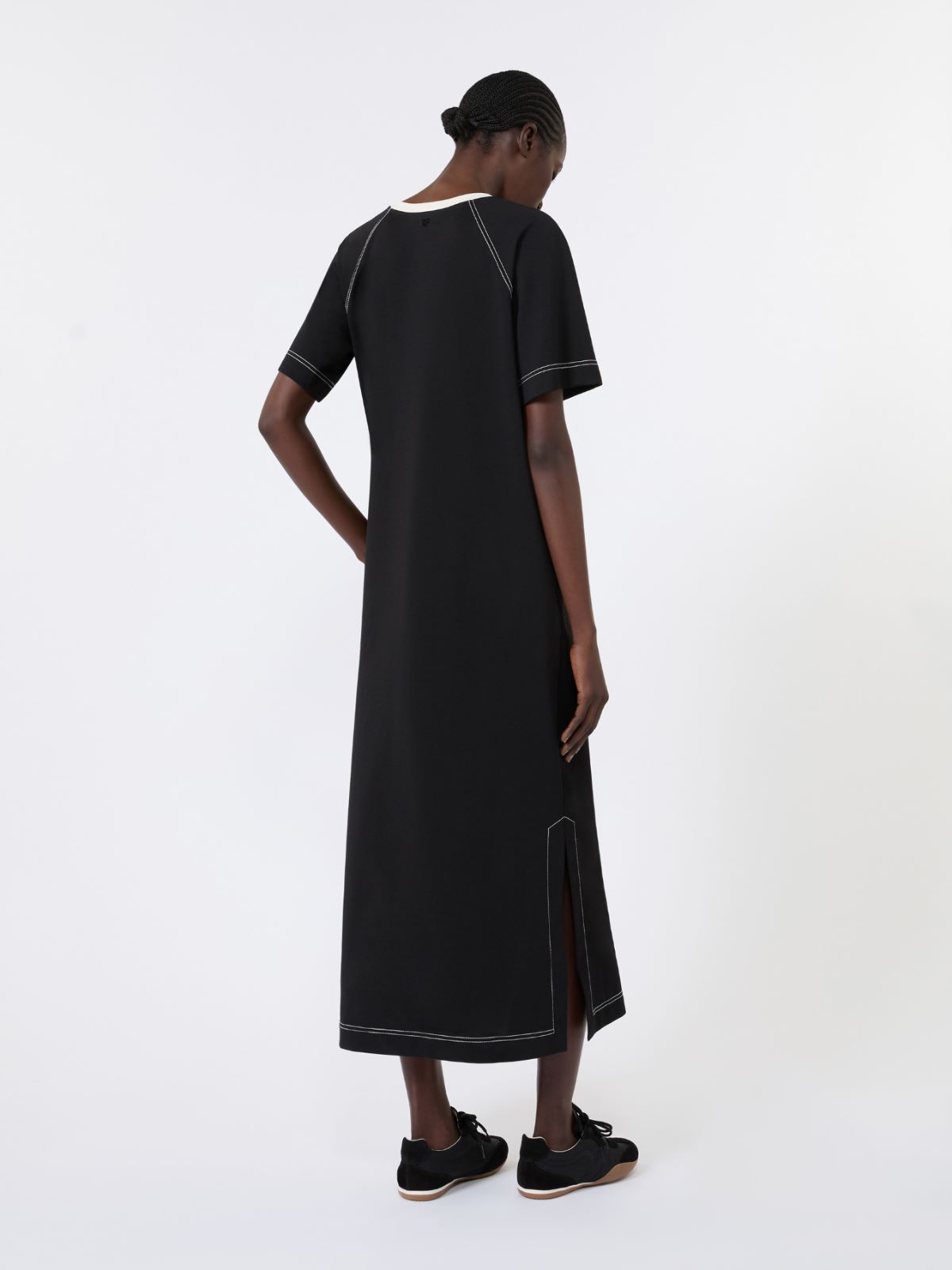 Long cotton-blend jersey dress - BLACK - Max Mara - 3