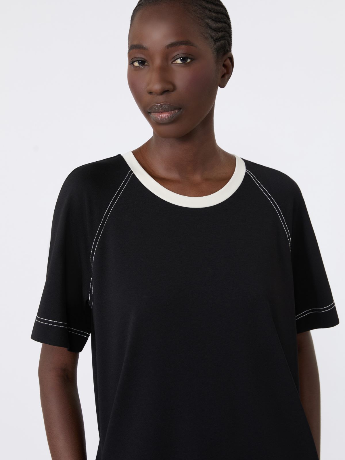 Long cotton-blend jersey dress - BLACK - Max Mara - 4