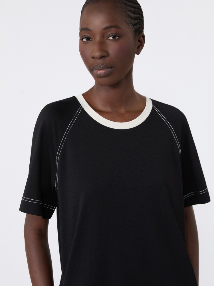 Long cotton-blend jersey dress - BLACK - Max Mara - 4