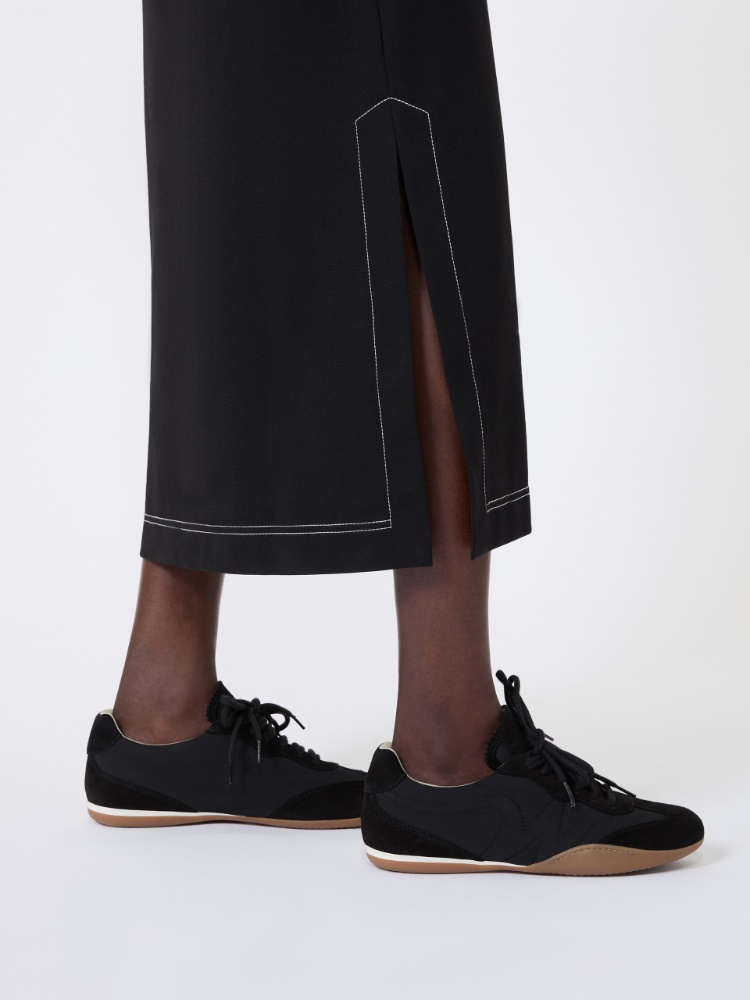 Long cotton-blend jersey dress - BLACK