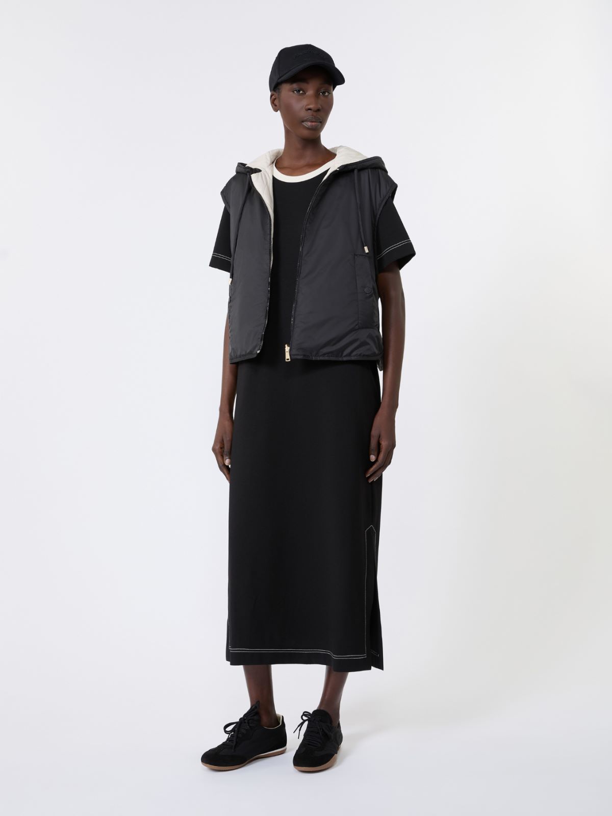 Long cotton-blend jersey dress - BLACK - Max Mara
