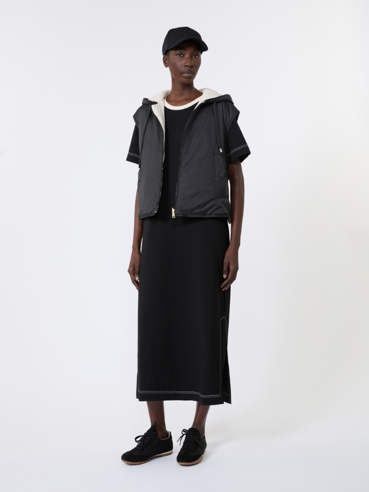 Long cotton-blend jersey dress - BLACK - Max Mara