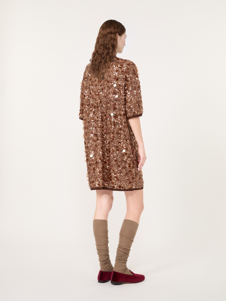 Vestido corto de punto con lentejuelas - MARRON - Max Mara - 3