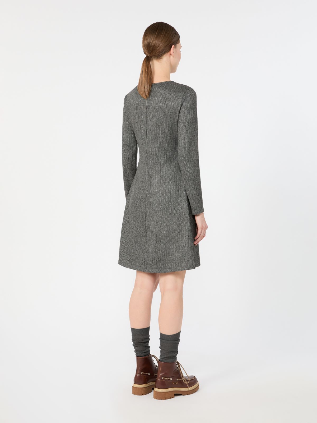 Flared jacquard jersey dress - MEDIUM GREY - Max Mara - 3