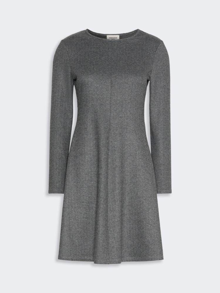 Flared jacquard jersey dress - MEDIUM GREY