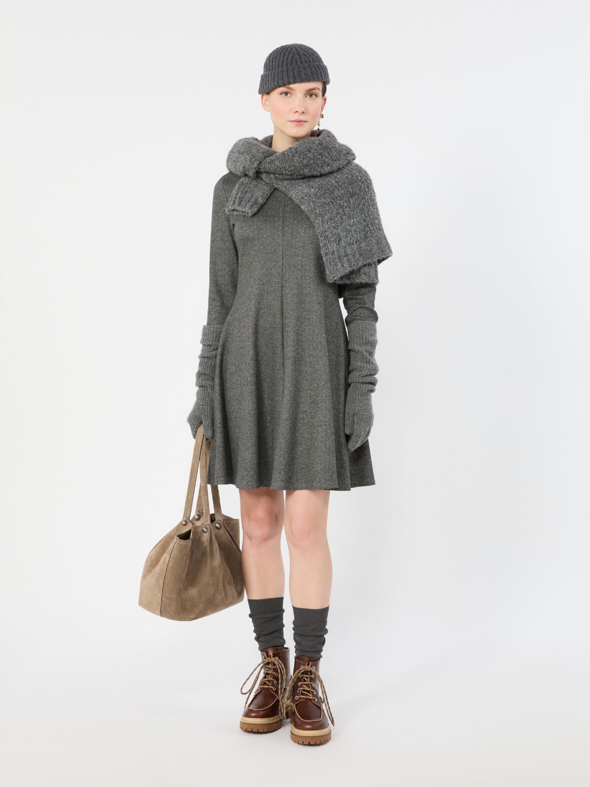Flared jacquard jersey dress - MEDIUM GREY - Max Mara