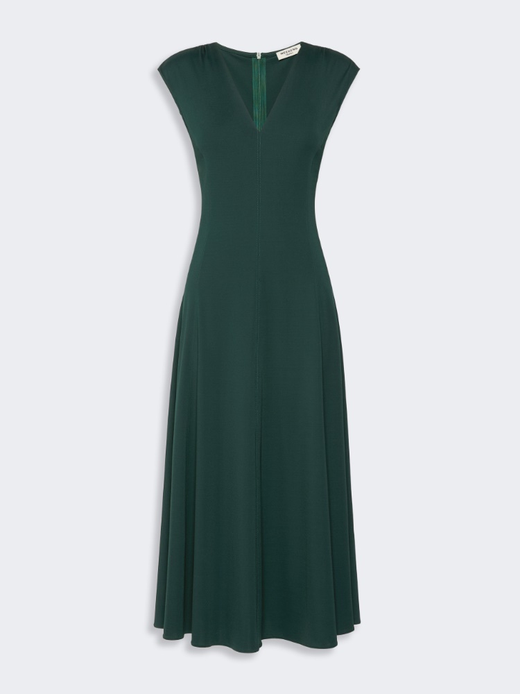 Long interlock jersey dress - GREEN - 4