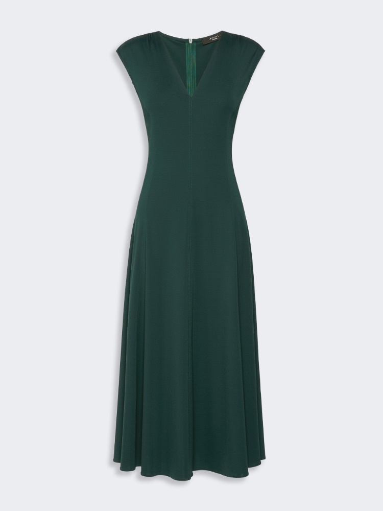 Long interlock jersey dress - GREEN