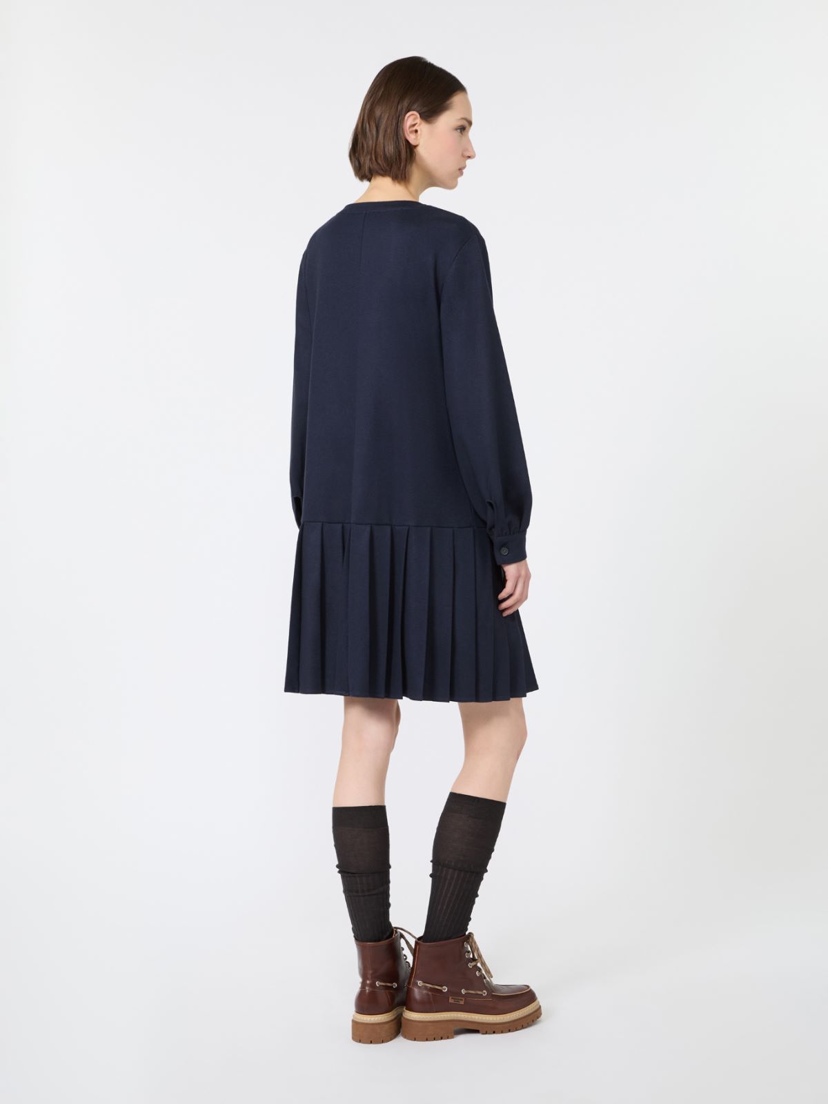 Jacquard jersey short dress - NAVY - Max Mara - 3