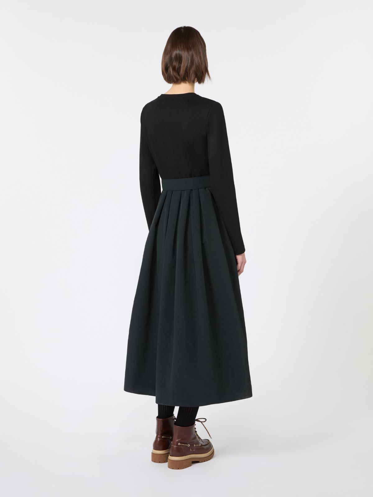 Jacquard jersey and taffeta dress - BLACK - Max Mara - 3