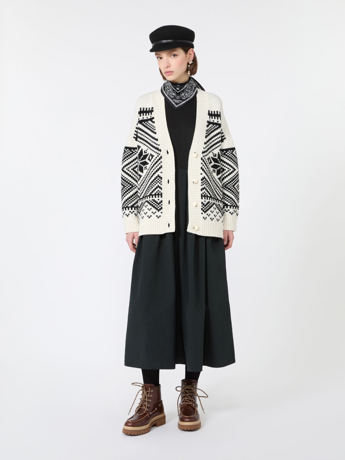 Jacquard jersey and taffeta dress - BLACK - Max Mara