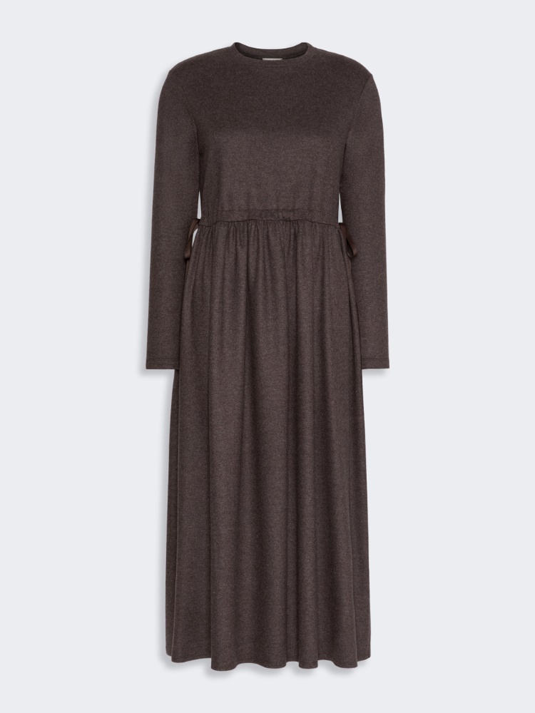Jacquard jersey long dress - BROWN