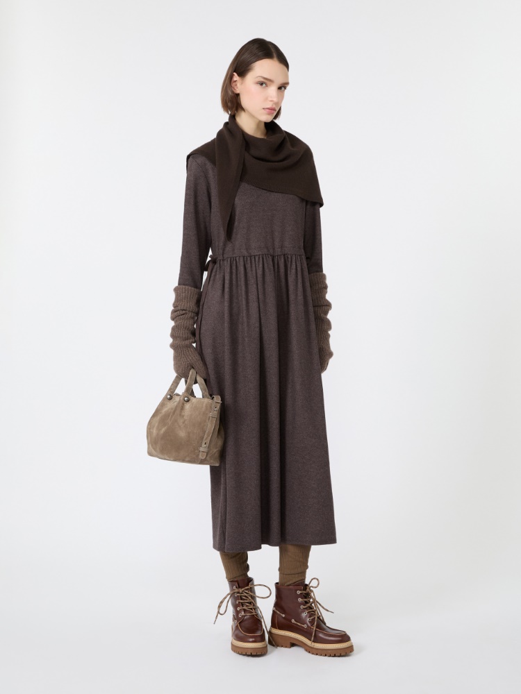 Jacquard jersey long dress - BROWN - Max Mara