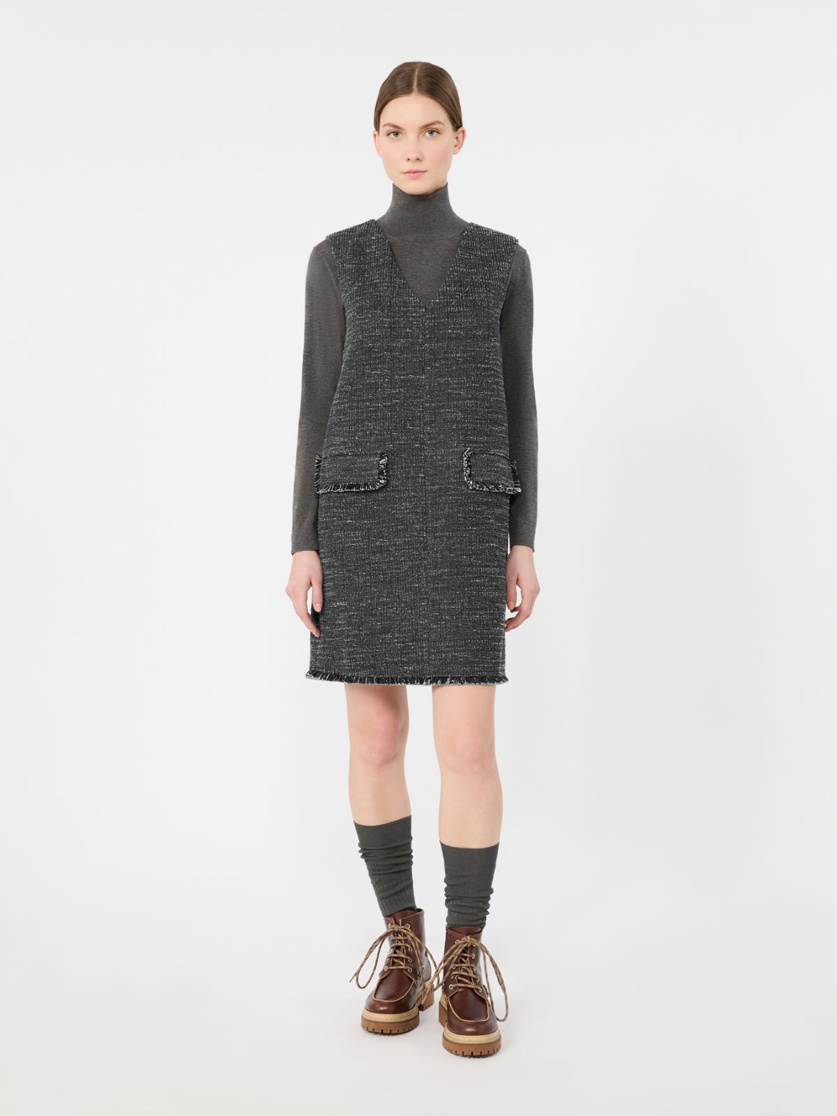 Sleeveless dress in jersey bouclé - DARK GREY - Max Mara - 2