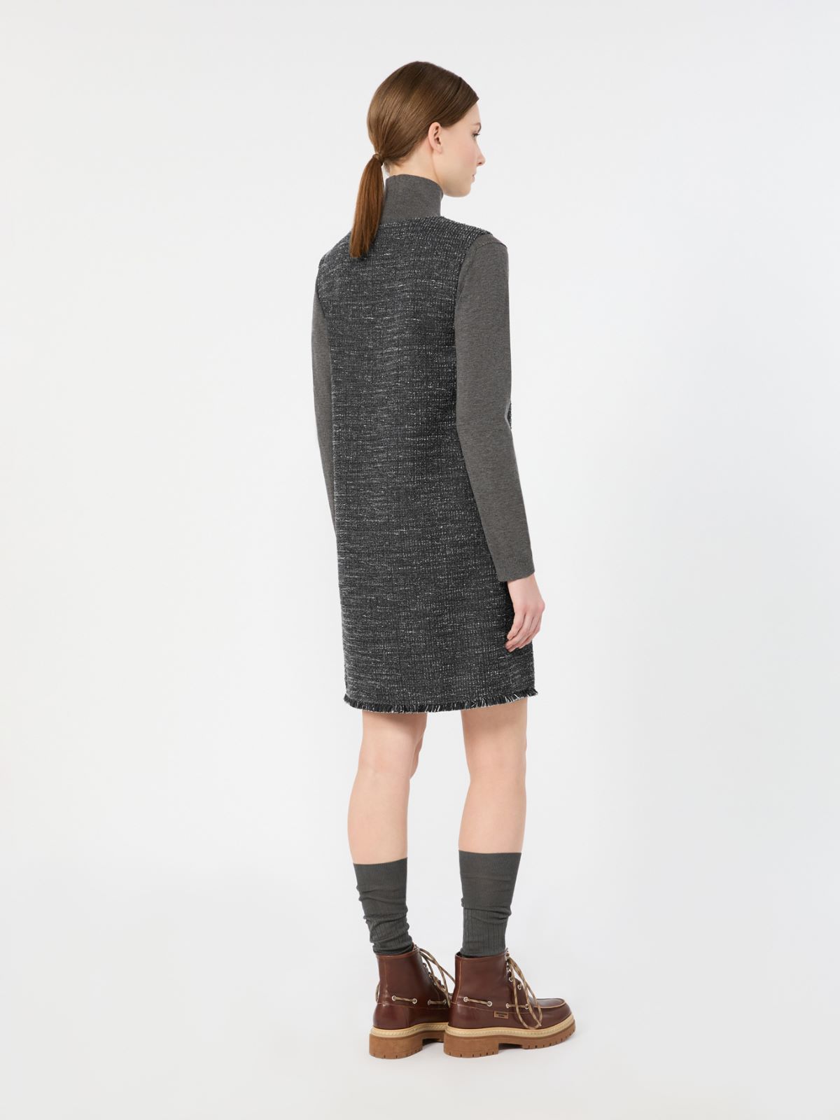 Sleeveless dress in jersey bouclé - DARK GREY - Max Mara - 3