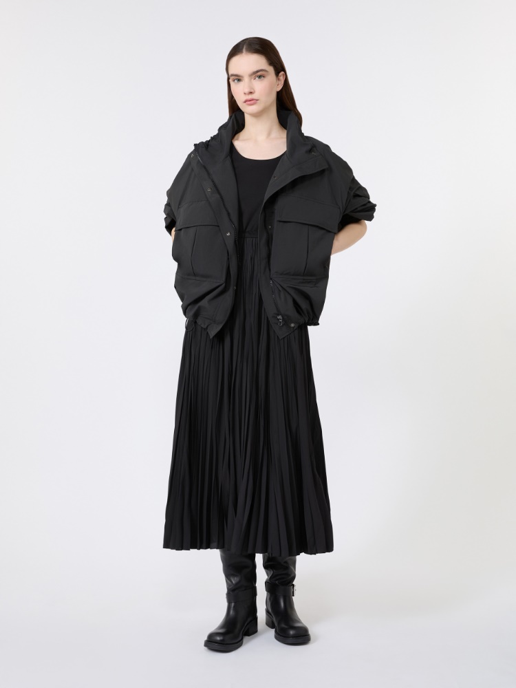 Jersey dress with a plissé-pleated skirt - BLACK - 1