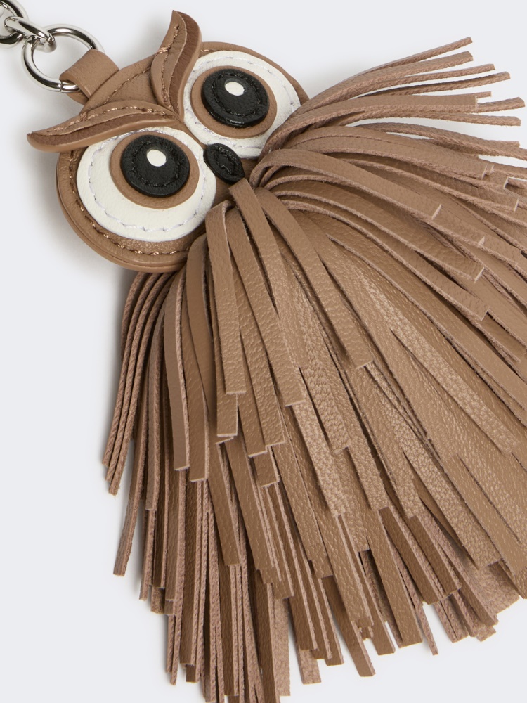 Nappa leather keyring with fringes - TURTLEDOVE - 2