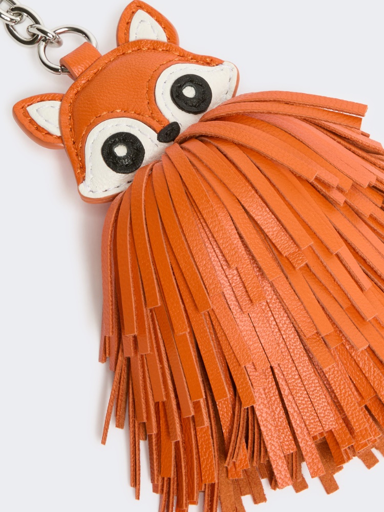 Nappa leather keyring with fringes - ORANGE - 2
