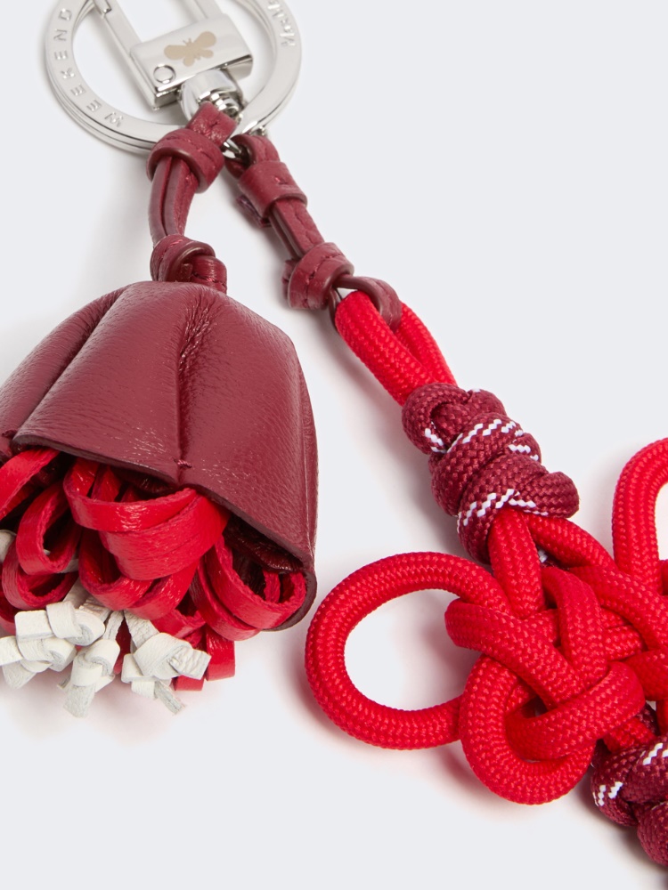 Nappa leather and rope keyring - RED - 2
