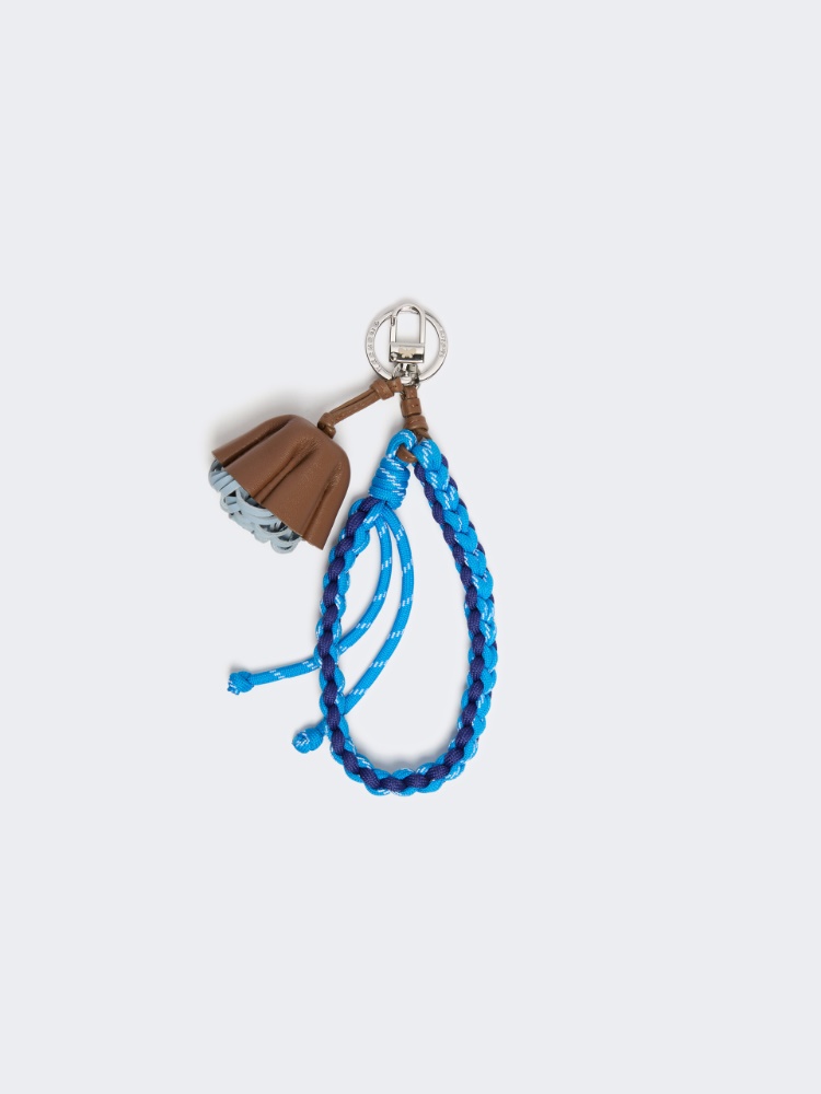 Nappa leather and rope keyring - CORNFLOWER BLUE