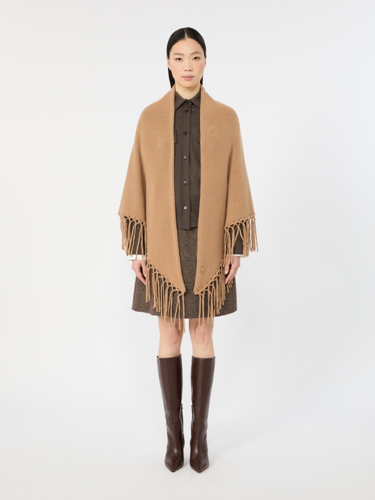Fringed wool shawl - CAMEL - Max Mara - 2