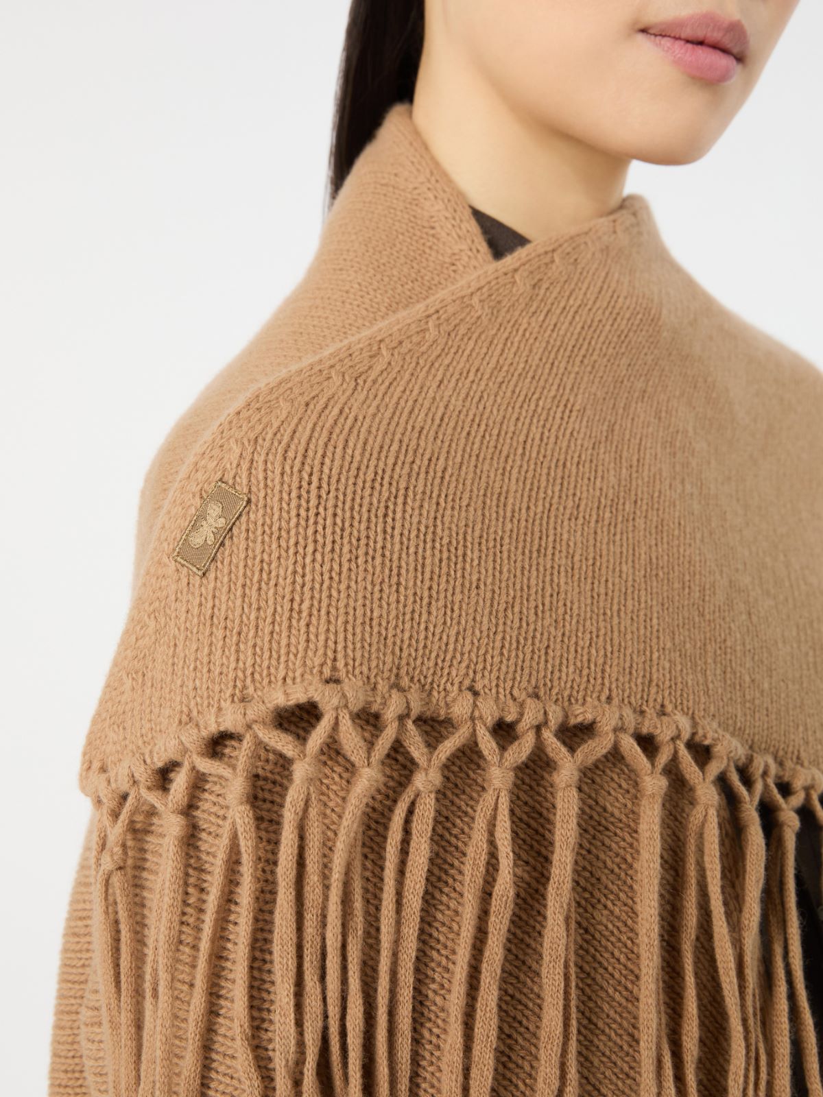 Fringed wool shawl - CAMEL - Max Mara - 4