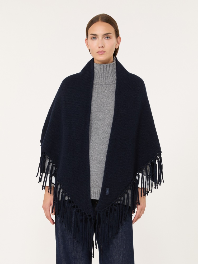 Fringed wool shawl - NAVY - Max Mara - 2