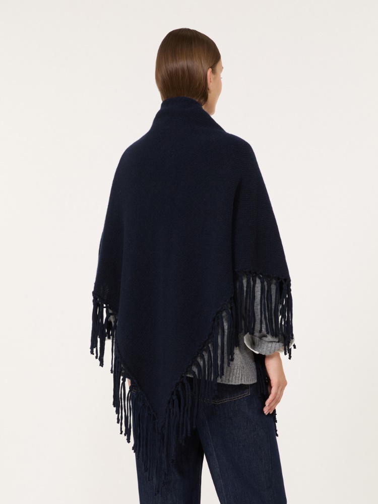 Fringed wool shawl - NAVY - Max Mara - 3