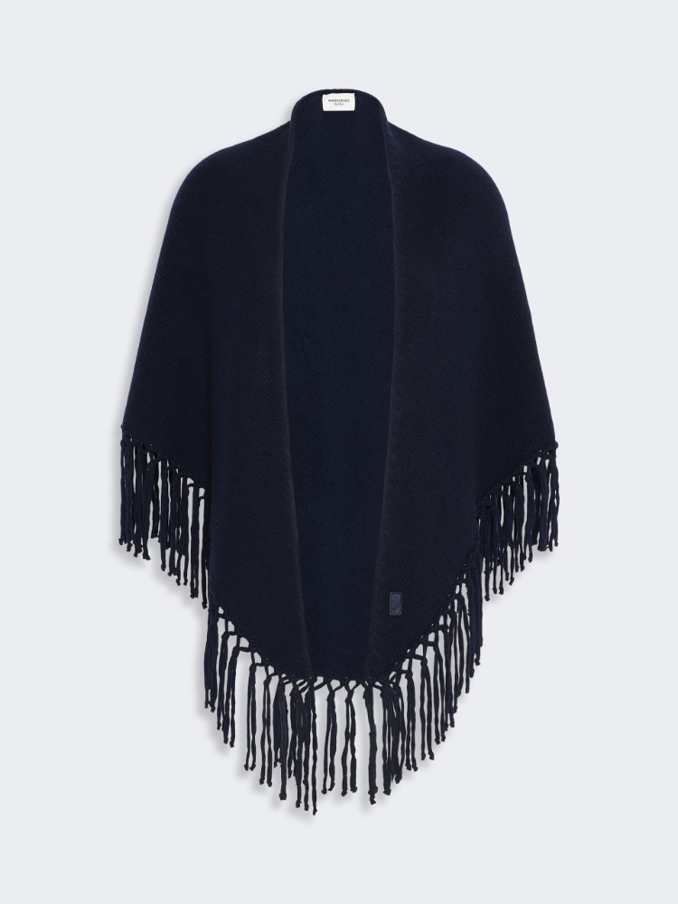Fringed wool shawl - NAVY - Max Mara - 4