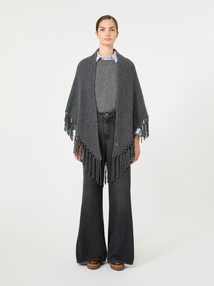 Fringed wool shawl - DARK GREY - Max Mara - 2