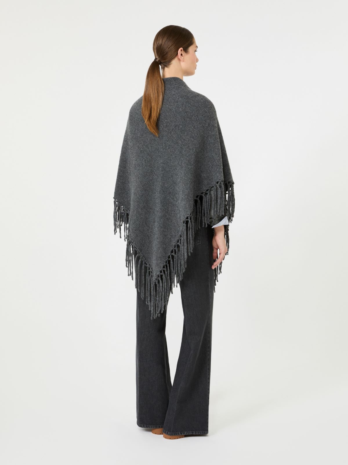Fringed wool shawl - DARK GREY - Max Mara - 3