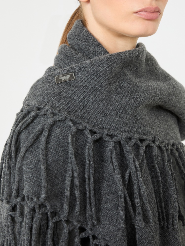 Fringed wool shawl - DARK GREY - Max Mara - 4