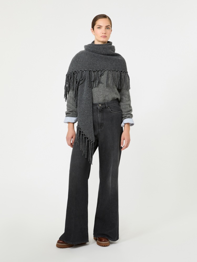 Fringed wool shawl - DARK GREY - Max Mara