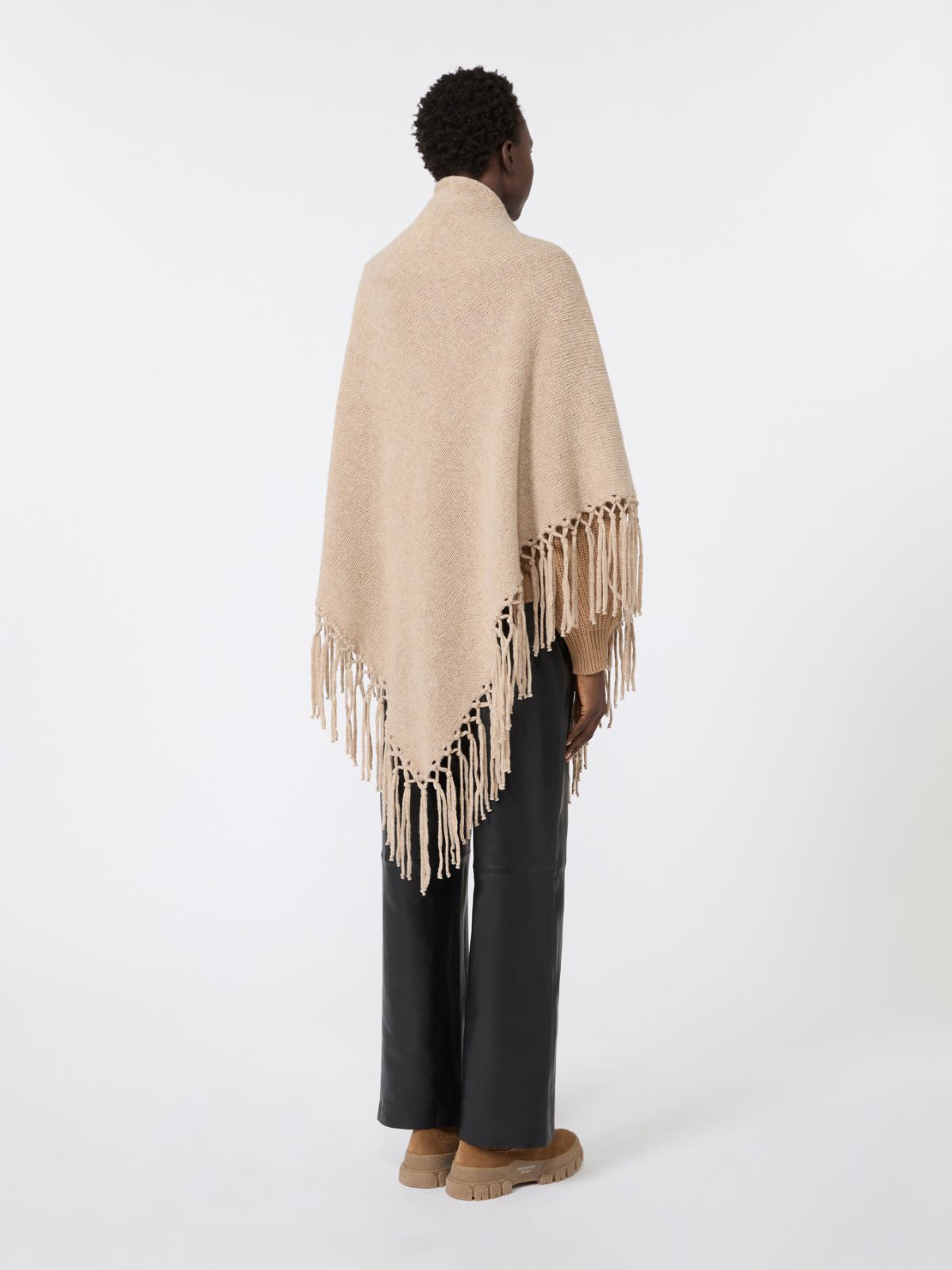 Châle en laine à franges - CARAMEL - Max Mara - 3