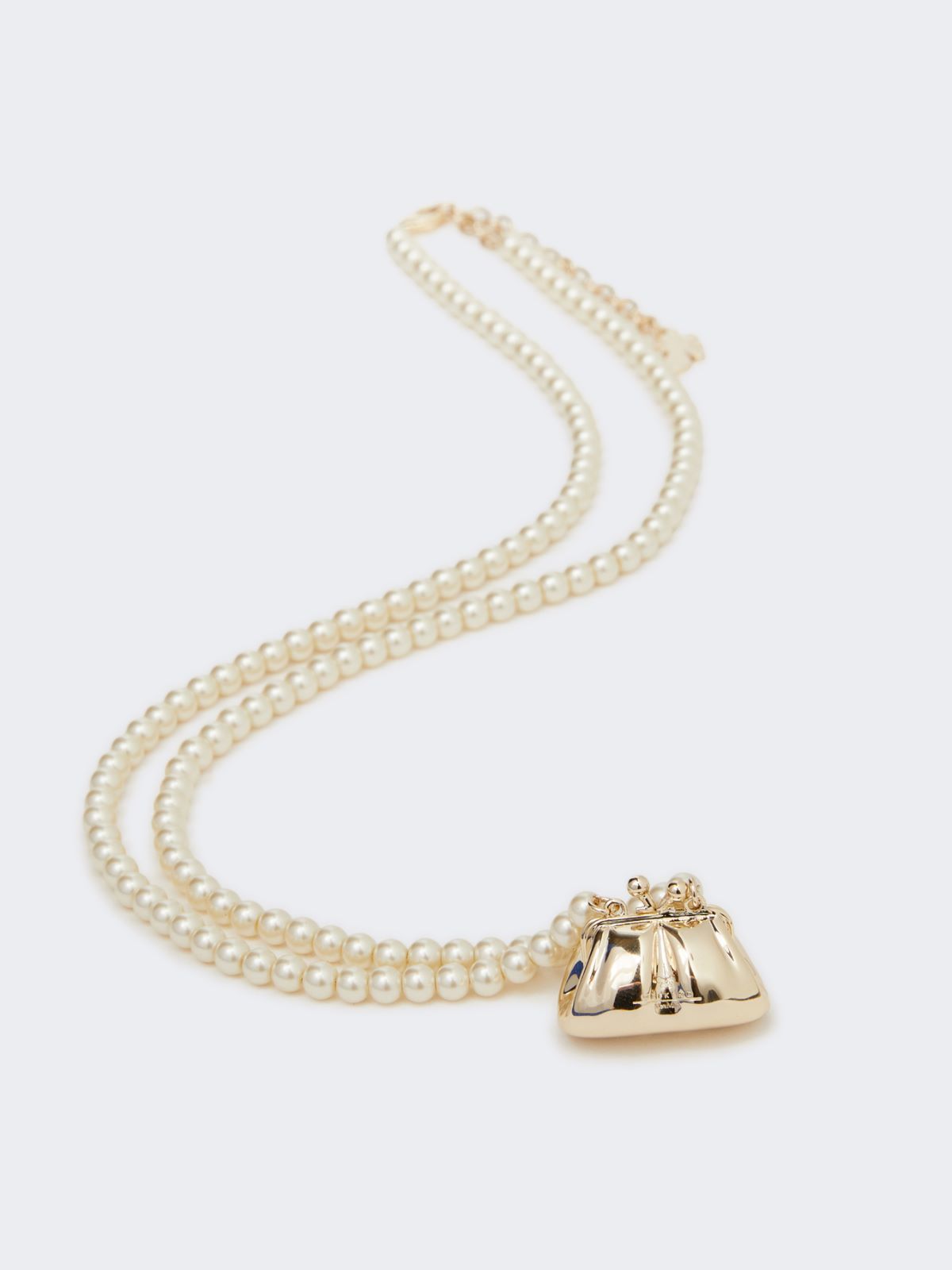 Necklace with beads and Pasticcino Bag pendant - GOLD - 2