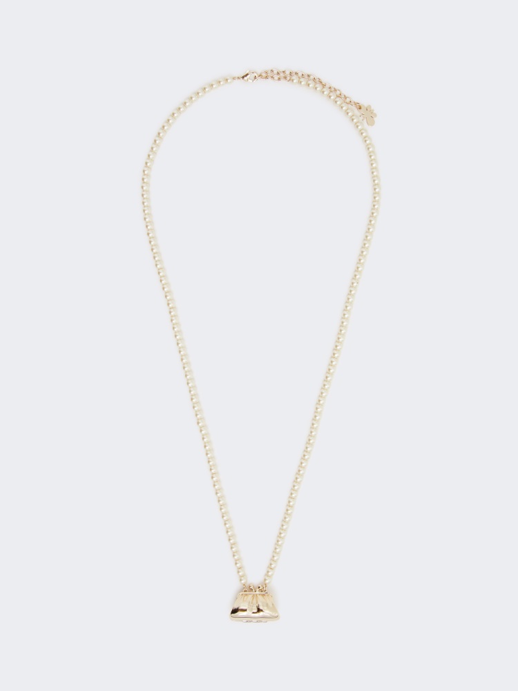 Necklace with beads and Pasticcino Bag pendant - GOLD