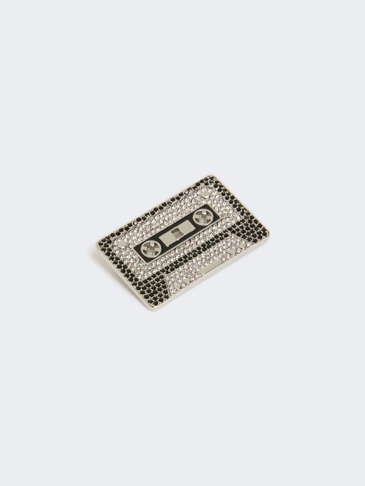 Metal brooch with rhinestones - BLACK - Max Mara - 3