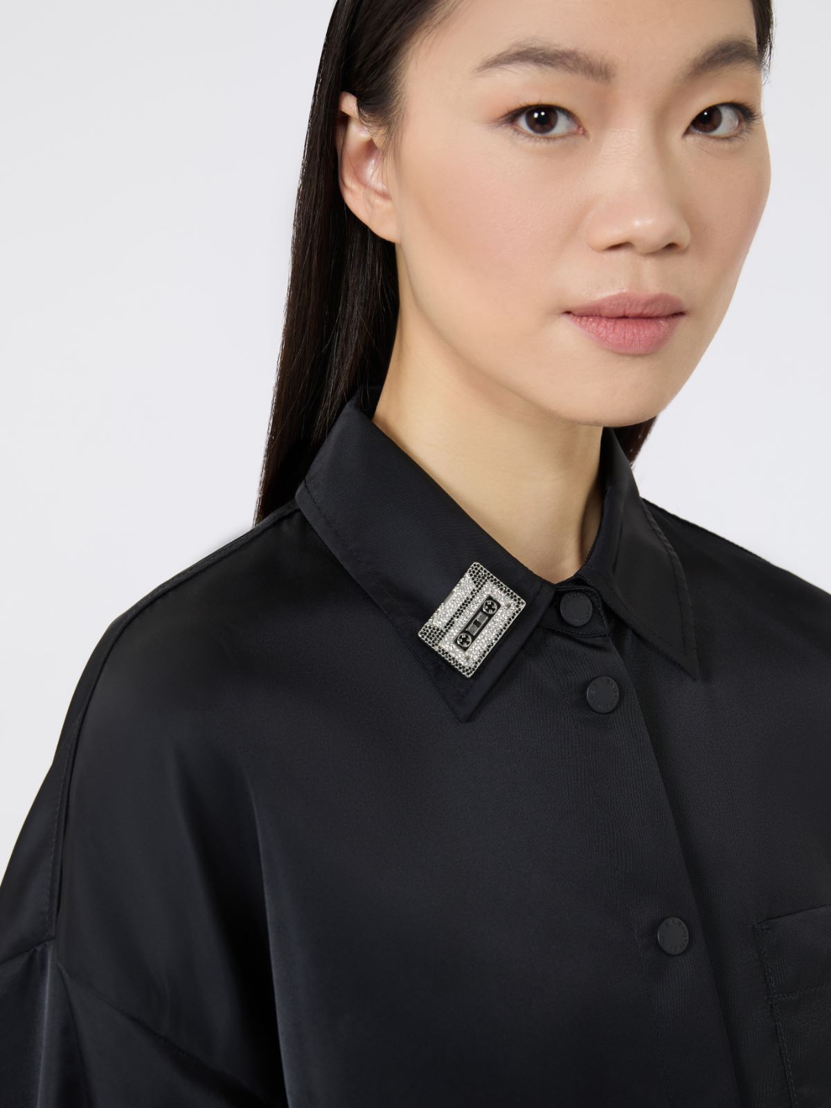 Metal brooch with rhinestones - BLACK - Max Mara - 4