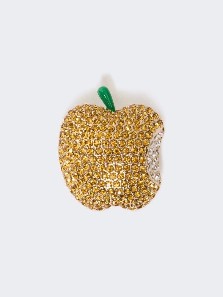 Metal brooch with rhinestones - YELLOW