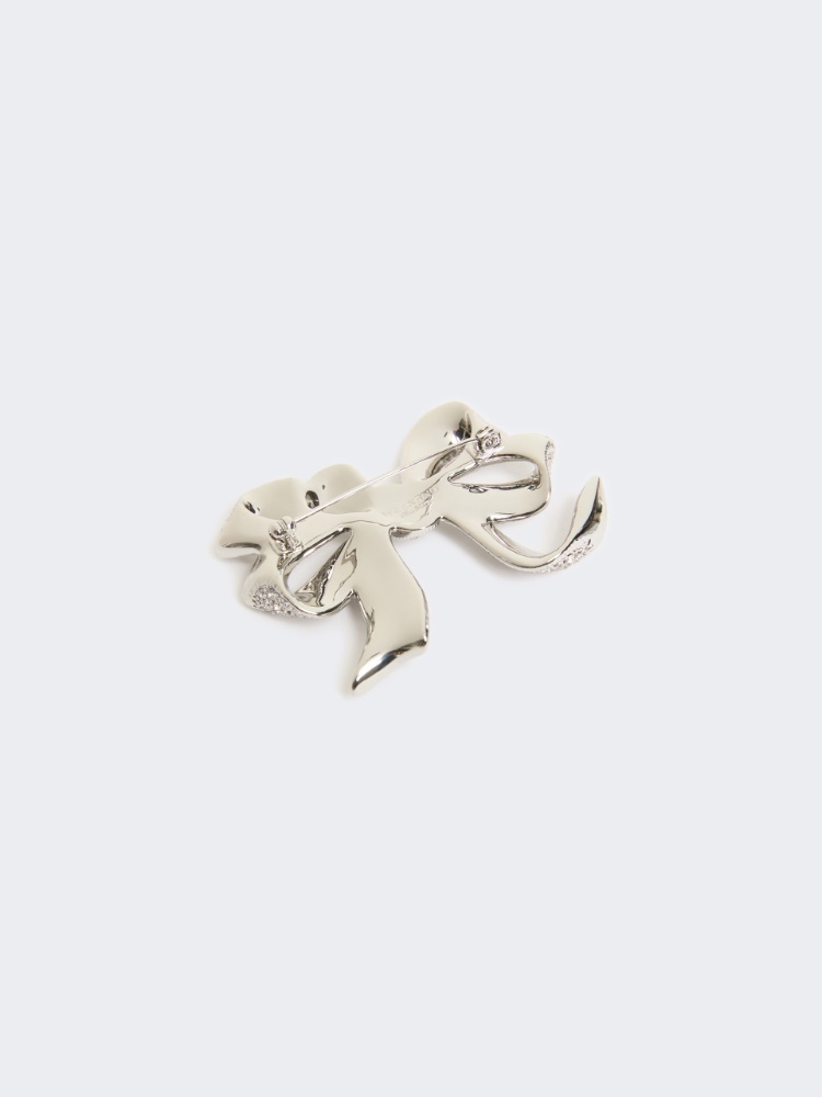 Metal brooch with rhinestones - SILVER - 2
