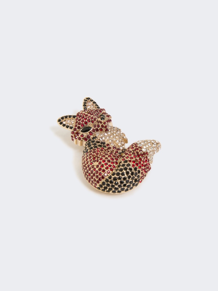 Metal brooch with rhinestones - BROWN - 3
